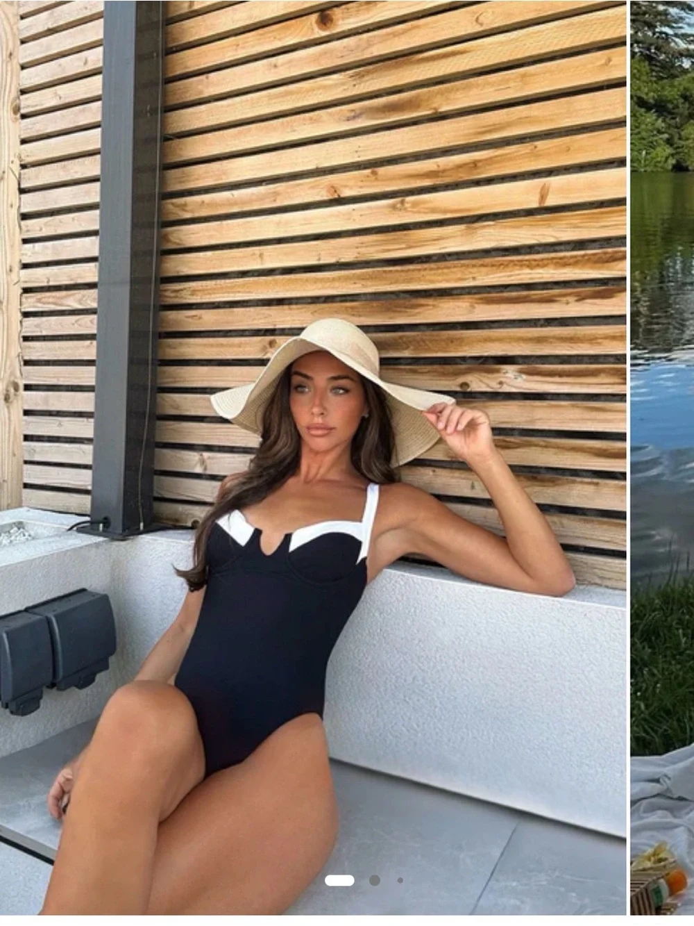 Black and White One-Piece Swimsuit - Padded Bust